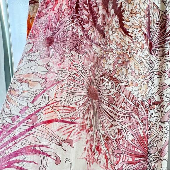 Salvatore Ferragamo Strapless Silk Maxi Dress Floral Tiger Cream Pink US Size 4 - Picture 6 of 10